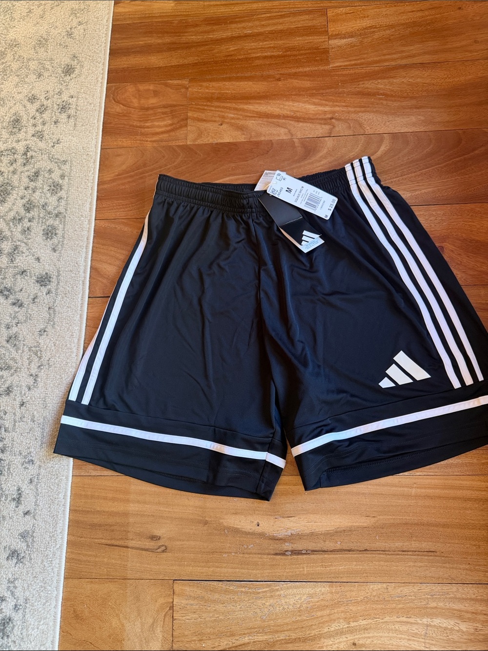 adidas Men’s Black Athletic Shorts with White Stripe Accents